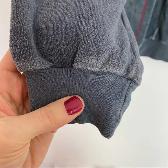 Vintage 80s Velour Pullover Sweatshirt Mens Medium Grandpa Unisex Gray Velvet - Picture 5 of 10